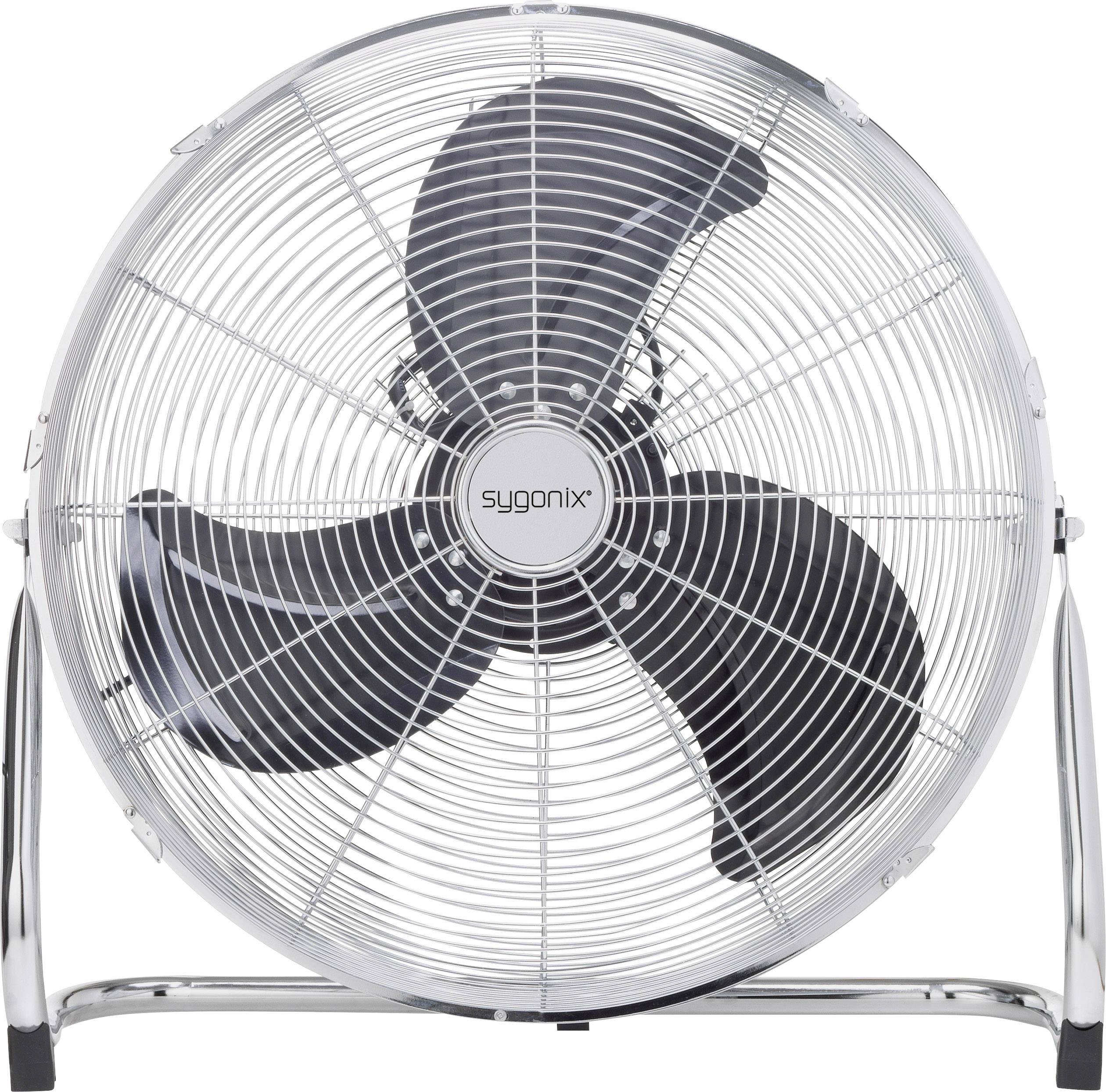 Wentylator podłogowy Sygonix FE-50A, 140 W, (Ø x W) 590 mm x 590 mm, 6000 m³/h, srebrny - obrazek 1