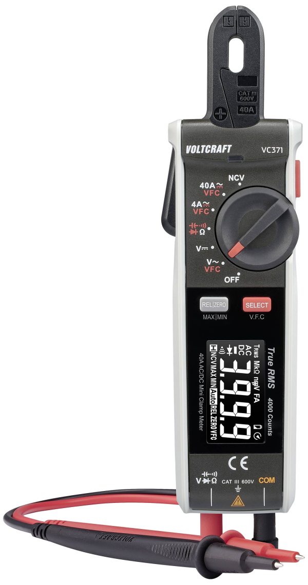 VOLTCRAFT VC-371 Miernik cęgowy cyfrowy CAT III 600 V Wyświetlane liczby: 4000