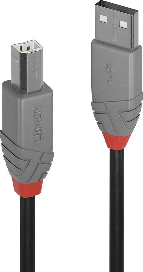 LINDY Kabel USB USB 2.0 Złącze męskie USB-A, Złącze męskie USB-B 3.00 m czarny 36674 - obrazek 1