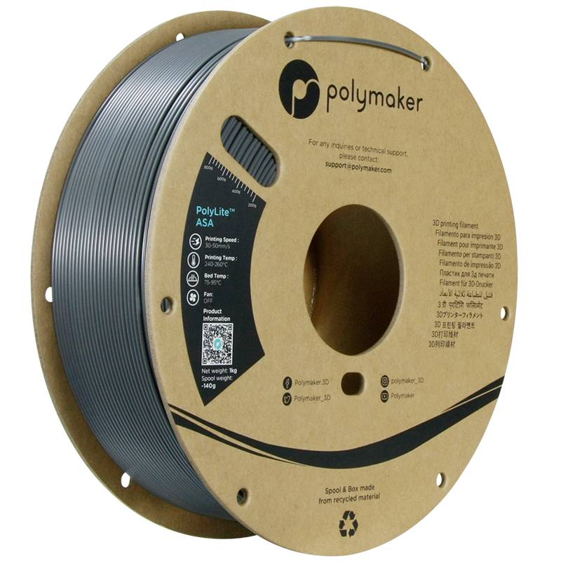 Polymaker PF01037 Dark Grey Filament do drukarek 3D ASA odporny na promienie UV, odpornY na warunki atmosferyczne, żaroo - obrazek 1