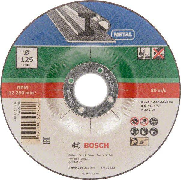 5-częściowy zestaw tarcz tnących, wygiętych, do metalu A 30 S BF 125×22,23 Bosch 2609256333