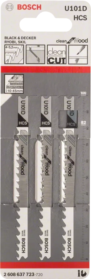 Brzeszczoty do wyrzynarek U 101 D Bosch 2608637723, 3 szt. - obrazek 1