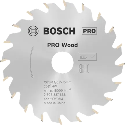 Ostrze do piły tarczowej bezprzewodowej Standard for Wood 85 x 1,1 / 0,7 x 15 T20 Bosch 2608837666 - obrazek 1