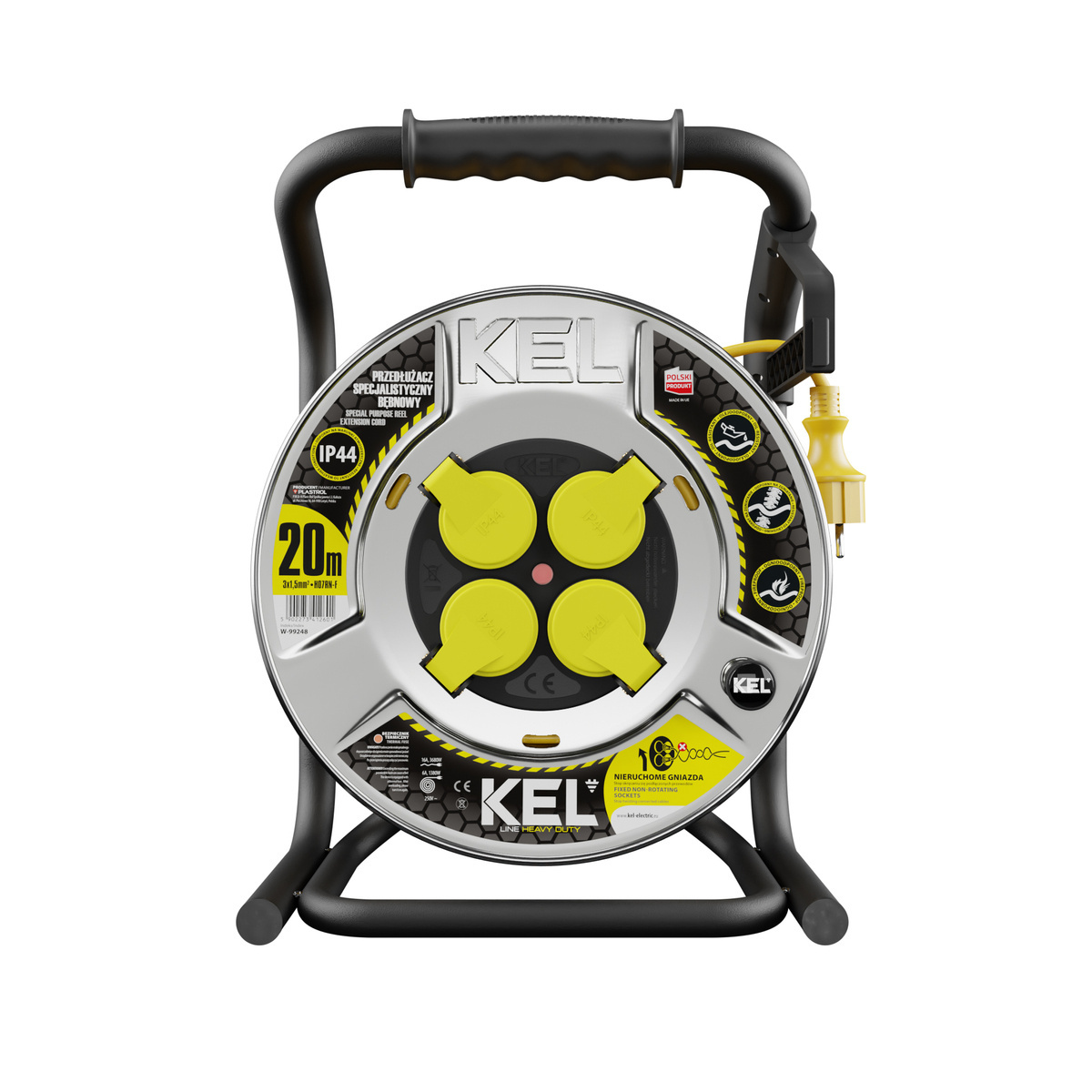 Przedłużacz bębnowy Kel Heavy Duty W-99248, 20M/3X1,5 - obrazek 1