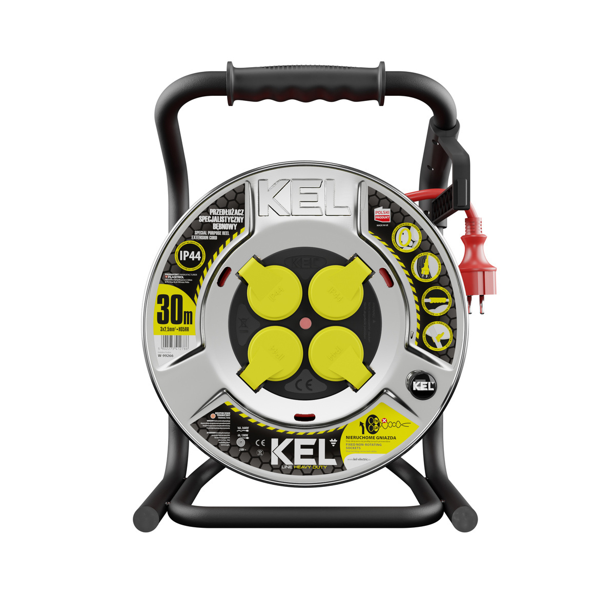 Przedłużacz bębnowy Kel Heavy Duty W-99266, 30M/3X2,5 - obrazek 1