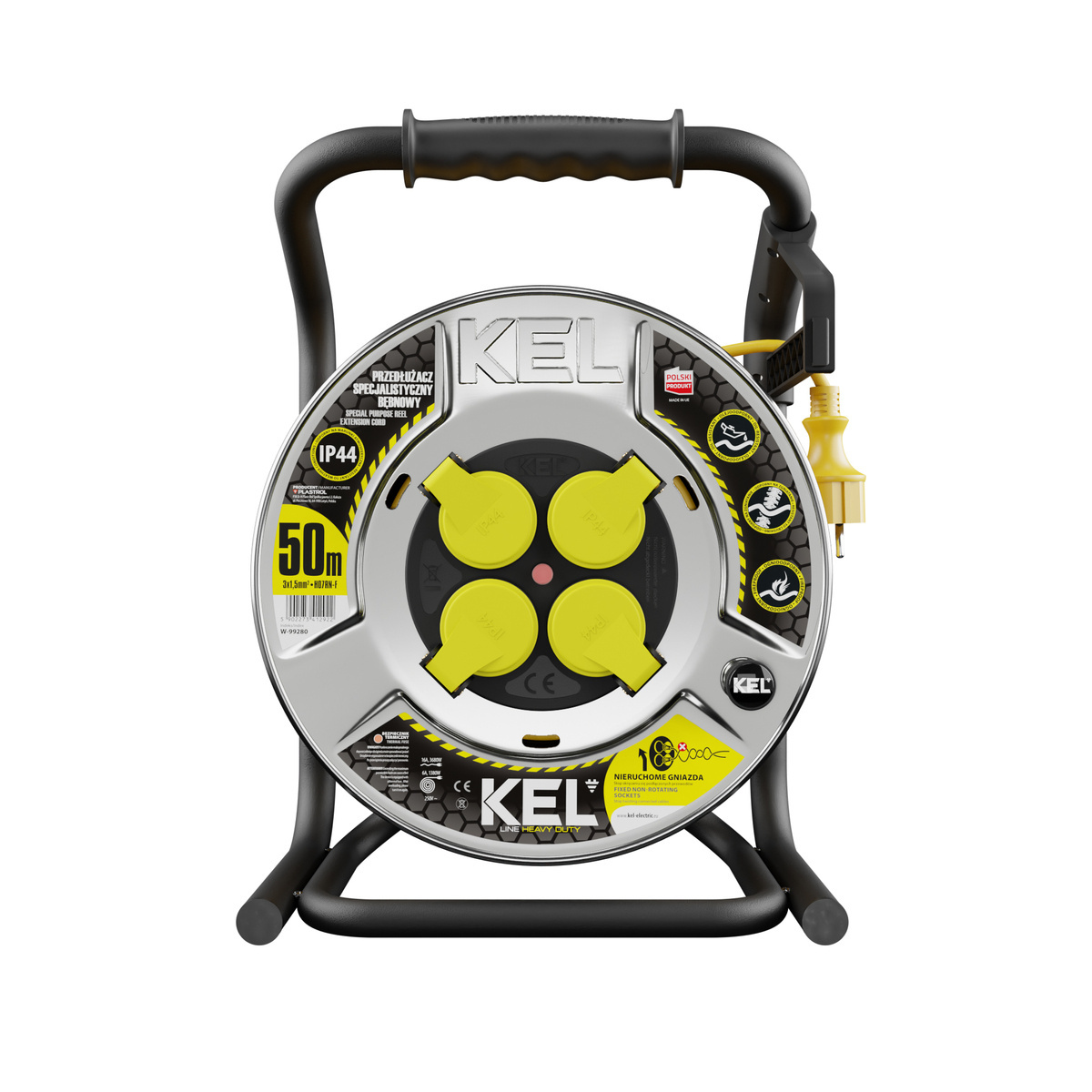 Przedłużacz bębnowy Kel Heavy Duty W-99280, 50M/3X1,5 - obrazek 1