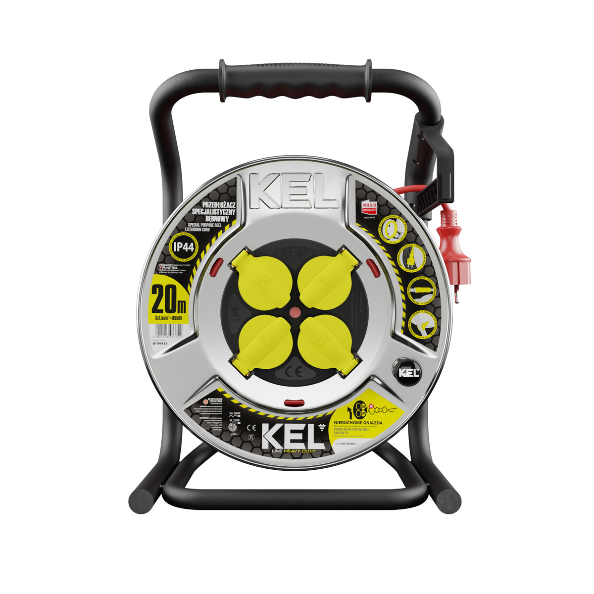 Przedłużacz bębnowy Kel Heavy Duty W-99434, 20M/3X1,5 - obrazek 1