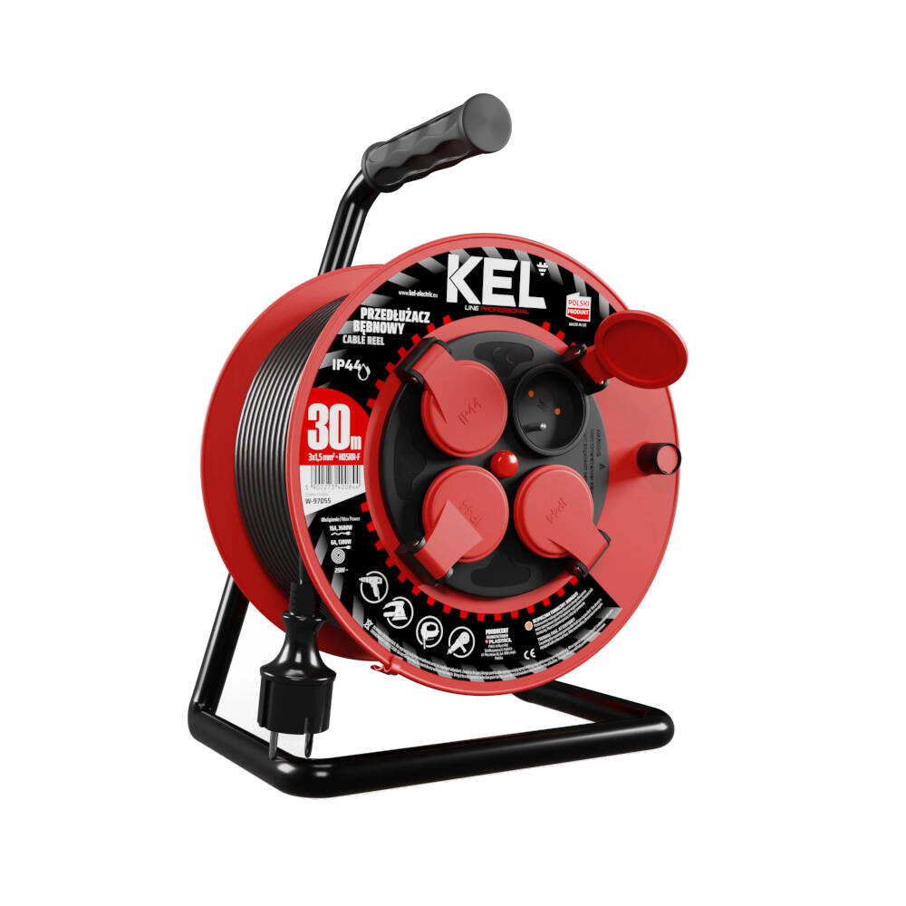 Przedłużacz bębnowy Kel Professional W-97055 30m 3x1,5 - obrazek 1