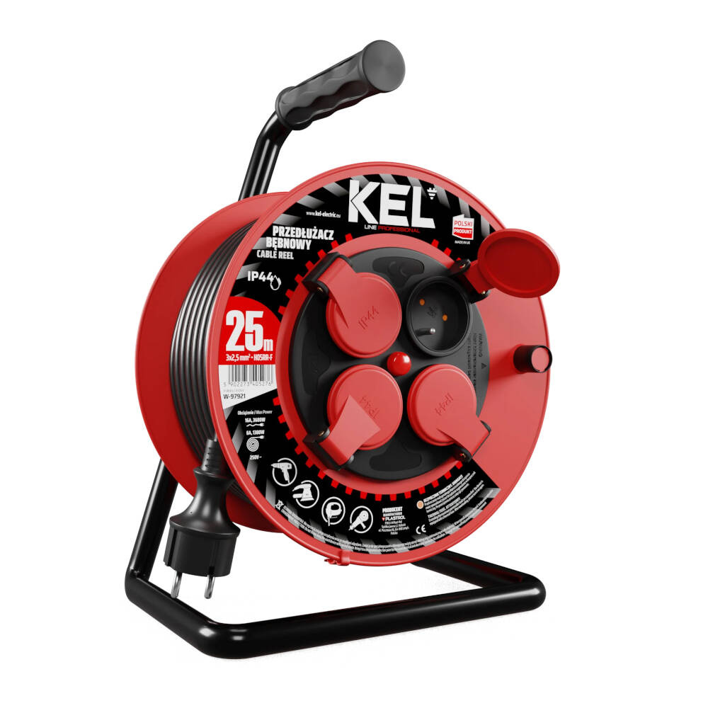 Przedłużacz bębnowy Kel Professional W-97921 25m 3x2,5 - obrazek 1