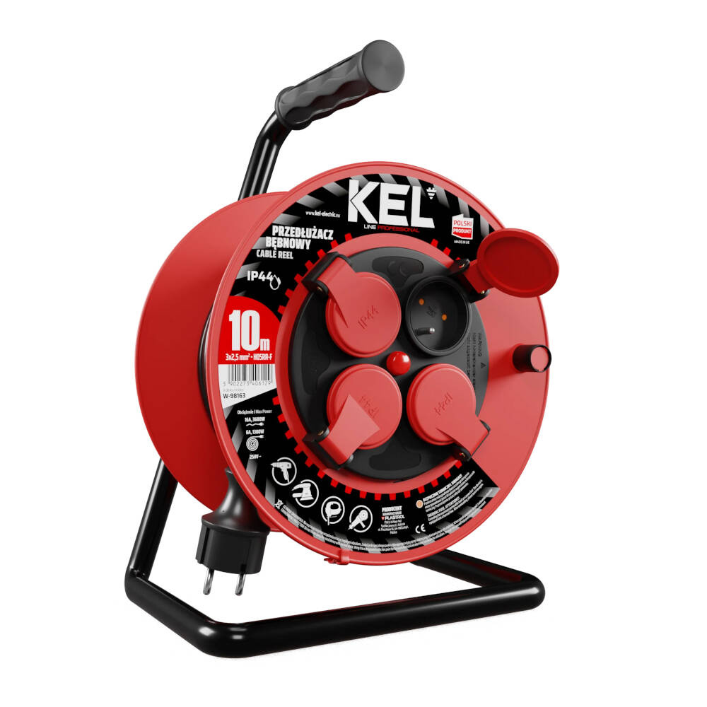 Przedłużacz bębnowy Kel Professional W-98163 10m 3x2,5 - obrazek 1