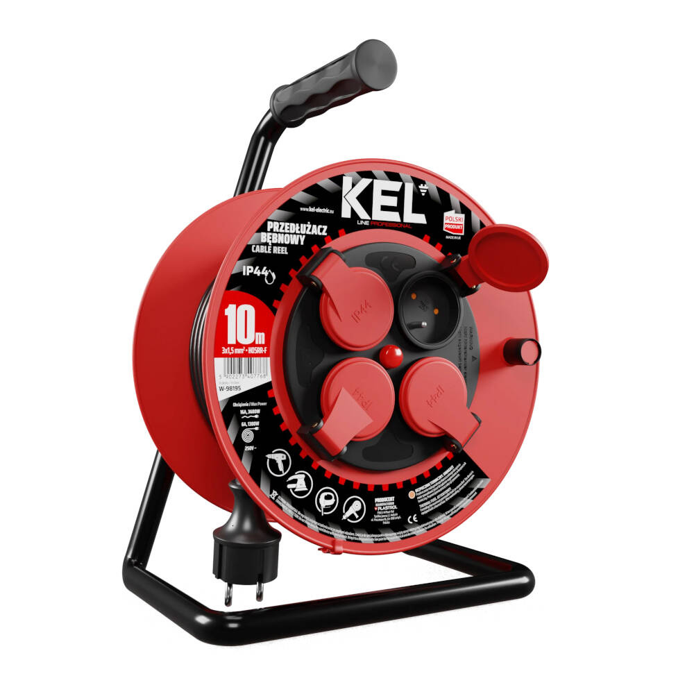 Przedłużacz bębnowy Kel Professional W-98195 10m 3x1,5 - obrazek 1