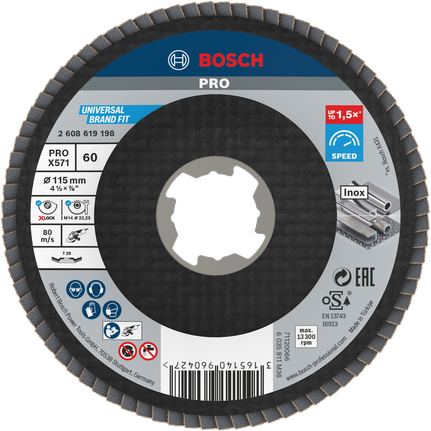 Tarcza listkowa Bosch X571 Best for Metal X-LOCK, wersja wygięta 115×22,23×60 2608619198