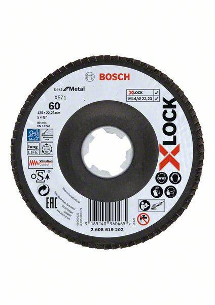 Tarcza listkowa Bosch X571 Best for Metal X-LOCK wygięta 125×22,23×60 2608619202