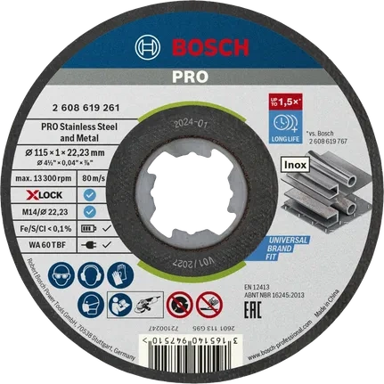 Tarcza tnąca Bosch PRO Stainless Steel and Metal, 115 × 1 × 22,23 mm, X-Lock 2608619261 - obrazek 1