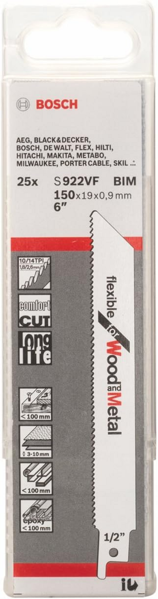 Zestaw brzeszczotów do piły szablastej S 922 VF Bosch 2608657558 25 szt. - obrazek 1