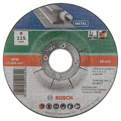 5-częściowy zestaw tarcz tnących, wygiętych, do metalu A 30 S BF 115×22,23 Bosch 2609256332