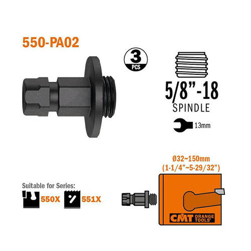 Adaptor 5/8″ do otwornic 32 mm – 150 mm CMT 550-PA02