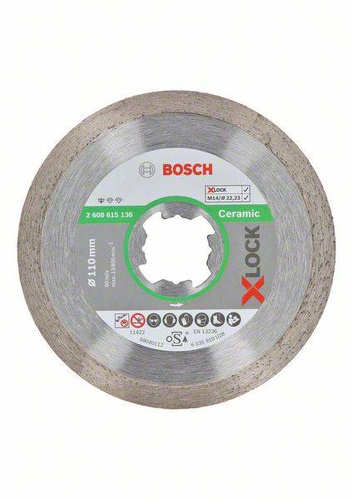 Diamentowa tarcza tnąca Standard for Ceramic z systemem X-LOCK, 110x22,23x1,6x7,5 Bosch 2608615136 - obrazek 1