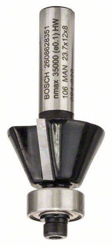 Frez prosty do fazowania/laminatów, 8 mm, D1 23,7 mm, B 5,5 mm, L 12 mm, G 54 mm, 25° Bosch 2608628351 - obrazek 1