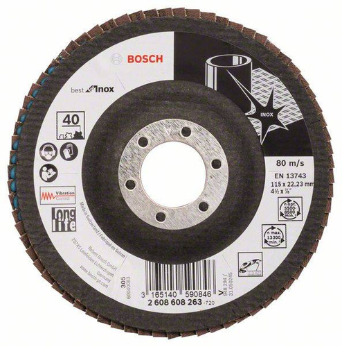 Listkowa tarcza szlifierska X581, Best for Inox 115x22,23x40 Bosch 2608608263 - obrazek 1