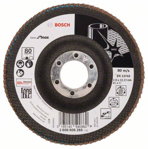 Listkowa tarcza szlifierska X581, Best for Inox 115x22,23x80 Bosch 2608608265 - obrazek 1