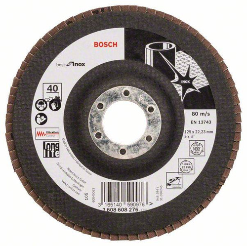 Listkowa tarcza szlifierska X581, Best for Inox 125x22,23x40 Bosch 2608608276 - obrazek 1