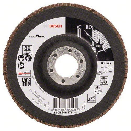 Listkowa tarcza szlifierska X581, Best for Inox 125x22,23x80 Bosch 2608608278 - obrazek 1