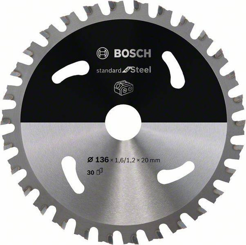 Ostrze do akumulatorowej piły tarczowej Standard for Steel 136 x 1,6 / 1,1 x 20 T30 Bosch 2608837746 - obrazek 1