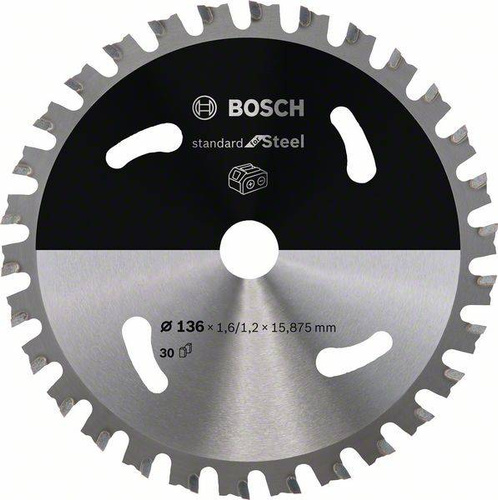 Ostrze do piły tarczowej bezprzewodowej Standard for Steel 136 x 1,6 / 1,2 x 15,875 T30 Bosch 2608837745 - obrazek 1