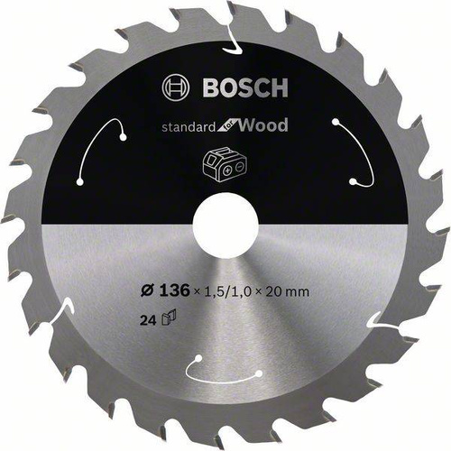 Ostrze do piły tarczowej bezprzewodowej Standard for Wood 136 x 1,5 / 1 x 20 T24 Bosch 2608837668 - obrazek 1