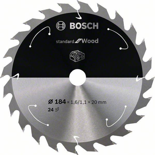 Ostrze do piły tarczowej bezprzewodowej Standard for Wood 184 x 1,6 / 1,1 x 20 T24 Bosch 2608837702 - obrazek 1
