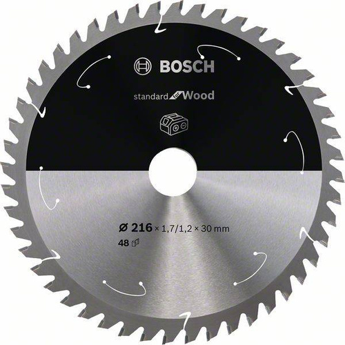 Ostrze do piły tarczowej bezprzewodowej Standard for Wood 216 x 1,7 / 1,2 x 30 T48 Bosch 2608837723 - obrazek 1