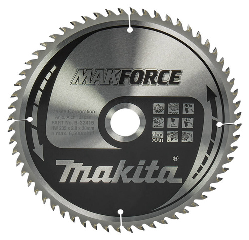 Tarcza do drewna MAKFORCE 235x30x2,8 mm 60Z Makita B-32415 - obrazek 1