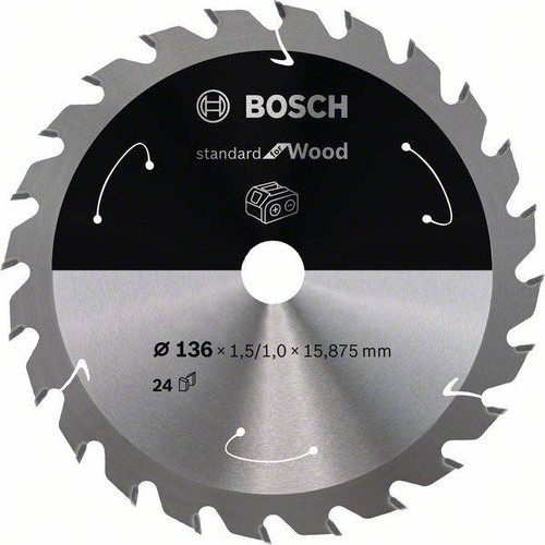 Tarcza do piły tarczowej bezprzewodowej Standard for Wood 136 × 1,5 / 1 × 15,875 T24 Bosch 2608837667 - obrazek 1