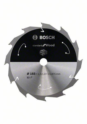 Tarcza do piły tarczowej bezprzewodowej Standard for Wood 165 × 1,5 / 1 × 15,875 T12 Bosch 2608837680 - obrazek 1