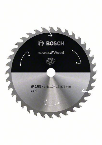Tarcza do piły tarczowej bezprzewodowej Standard for Wood 165 × 1,5 / 1 × 15,875 T36 Bosch 2608837682 - obrazek 1