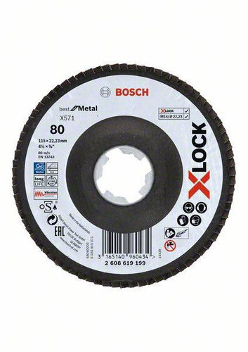 Tarcza listkowa X571 Best for Metal X-LOCK, wersja wygięta 115x22,23x80 Bosch 2608619199 - obrazek 1