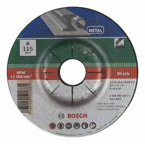 Tarcza ścierna, wygięta, do metalu A 24 P BF 115×22,23 Bosch 2609256336