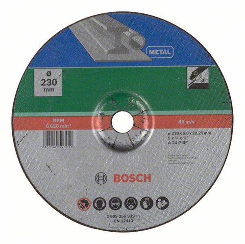 Tarcza ścierna, wygięta, do metalu A 24 P BF 230×22,23 Bosch 2609256339