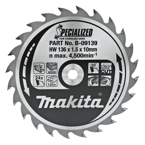 Tarcza tnąca do drewna Makita 136x10mm 24Z B-09139 - obrazek 1