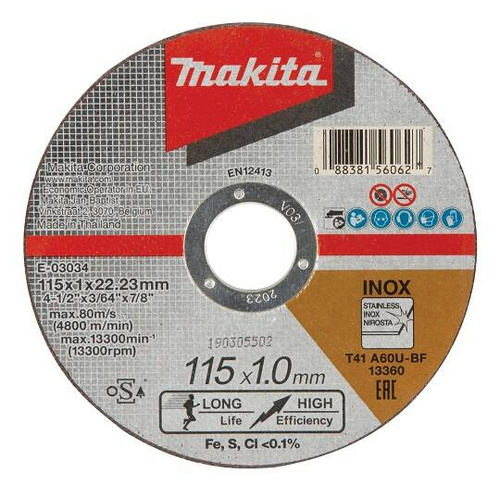 Tarcza tnąca do metalu 115x1x22.23mm Makita E-03034 - obrazek 1