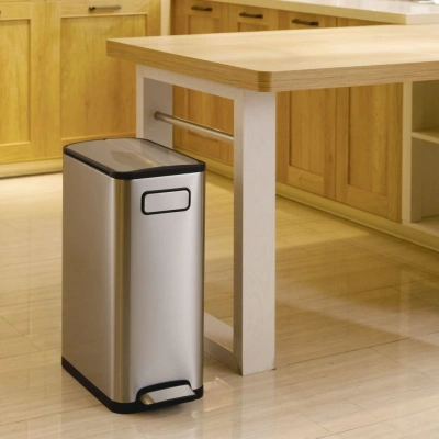 EKO Kosz na śmieci z pedałem Ecofly, 2×20 L, matowy srebrny
