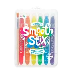 Kredki żelowe akwarelowe, Smooth Stix, 6 kredek + pędzelek