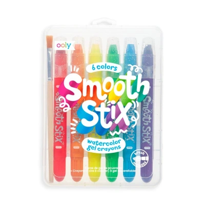 Kredki żelowe akwarelowe, Smooth Stix, 6 kredek + pędzelek - obrazek 1