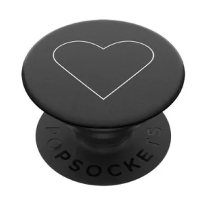 PopSockets Phone Grip White Heart Black PopSockets Phone Grip White Heart Black