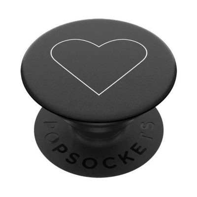 PopSockets Phone Grip White Heart Black PopSockets Phone Grip White Heart Black