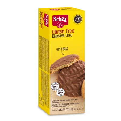 Schar Pełnoziarniste ciastka w polewie czekoladowej Digestive Choc bezglutenowe 150 g Schar Pełnoziarniste ciastka w polewie czekoladowej Digestive Choc bezglutenowe 150 g