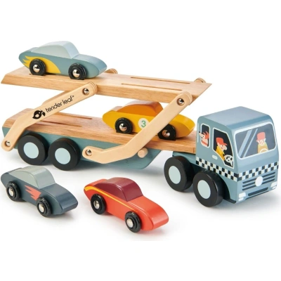 Tender Leaf Toys Drewniana Laweta z Samochodami - obrazek 1