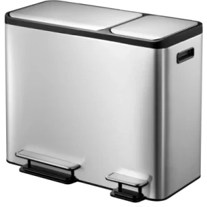 Eko kosz na śmieci z pedałem ecocasa, 30 l+15 l, matowy srebrny