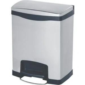 Rubbermaid produkty komercyjne 1883577 Slim Jim przedni krok stepon kosz na śmieci ze stali nierdzewnej, 30 litrów, czarny Rubbermaid produkty komercyjne 1883577 Slim Jim przedni krok stepon kosz na śmieci ze stali nierdzewnej, 30 litrów, czarny